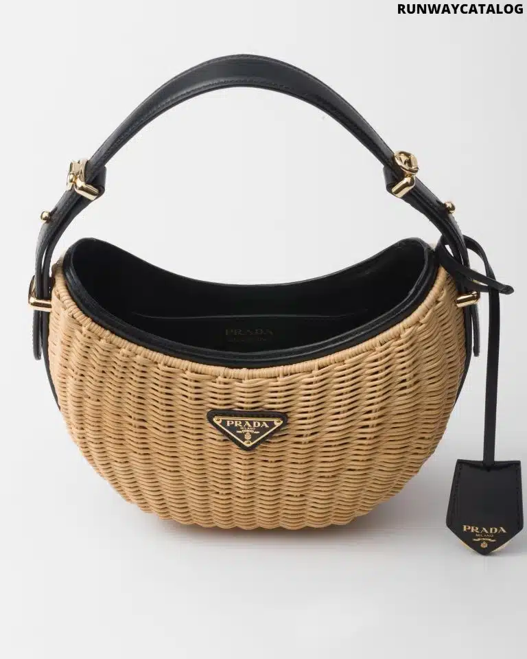 Wicker and leather Prada Arqué bag - Image 4