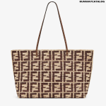 Brown FF raffia crochet Shopper