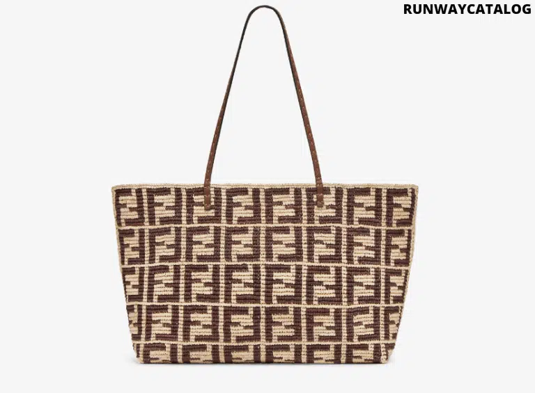 Brown FF raffia crochet Shopper