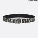 Beige and Black Dior Oblique Jacquard with Black Grained Calfskin, 35 MM