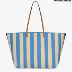 Reversible shopper in Pequin striped and beige FF fabric