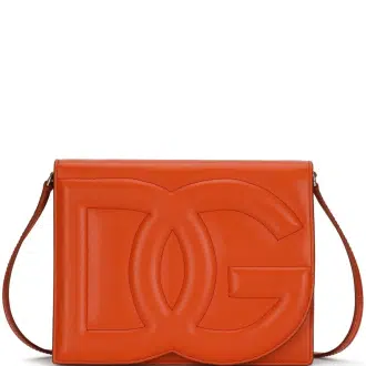 Orange Dolce & Gabbana DG Logo crossbody bag with embossed logo, gold-tone hardware, and adjustable strap.