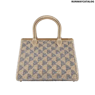 Bvlgari Serpentine Duo Tote Bag in Bright Travertino suede with hand-applied Calla Crystals and snake body-shaped handles.