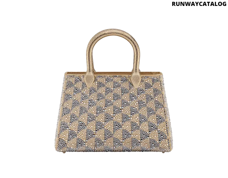 Bvlgari Serpentine Duo Tote Bag in Bright Travertino suede with hand-applied Calla Crystals and snake body-shaped handles.