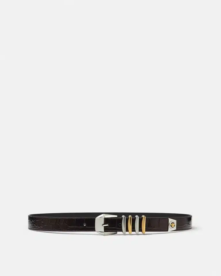 Versace Medusa Heritage Croc-Effect Leather Belt