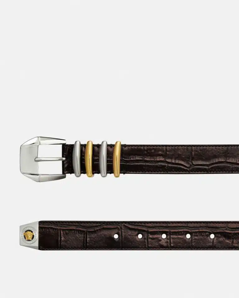 Versace Medusa Heritage Croc-Effect Leather Belt - Image 2