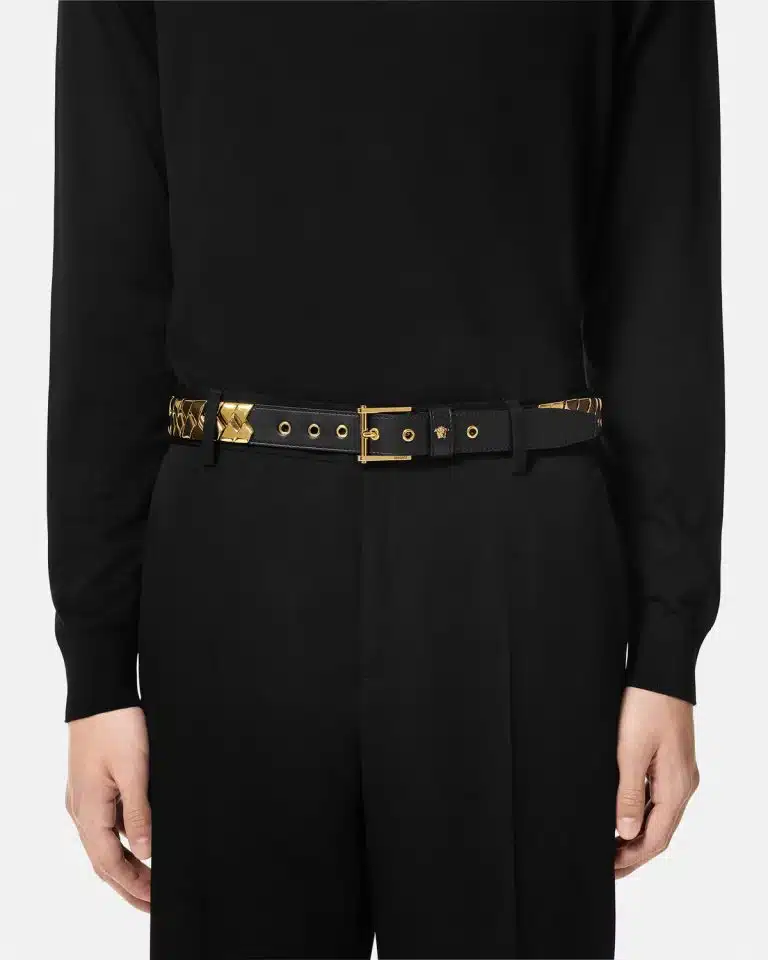 Versace Medusa Braided Leather Belt - Image 3