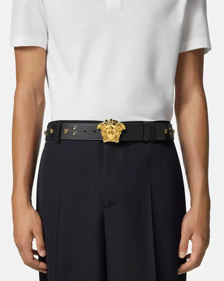 Versace Medusa Studded Leather Belt - Image 3