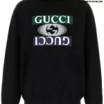 Gucci Black Cotton Logo Hoodie