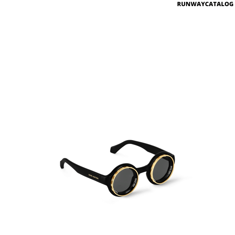 LV Super Vision Round Sunglasses – Black & Gold-Toned - Image 2