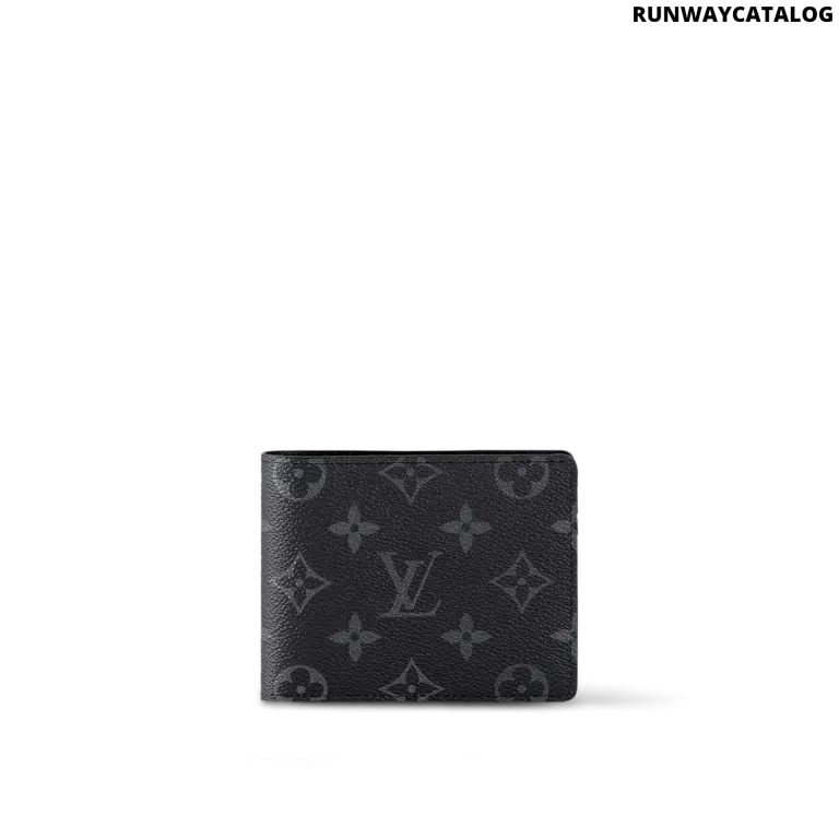 Louis Vuitton Multiple Wallet in Monogram Eclipse with black and grey coated canvas, multiple card slots, and a slim, sophisticated design.