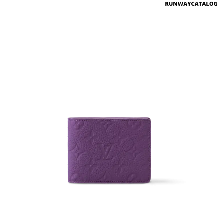 Louis Vuitton Multiple Wallet in Purple Night Taurillon Monogram cowhide leather, featuring an embossed pattern, deep purple hue, and a well-organized interior.