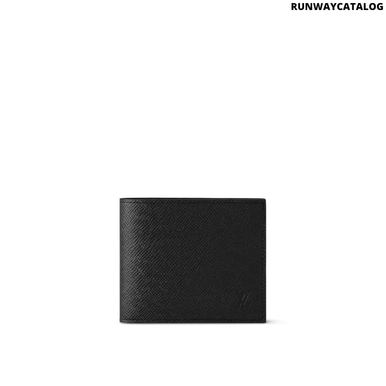 Louis Vuitton Marco Wallet in Black Taiga leather with four card slots, two bill compartments, and a coin pocket.