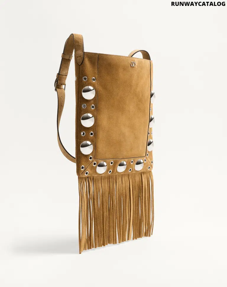 Valentino Garavani Nellcôte Suede Fringe Shoulder Bag - Image 3