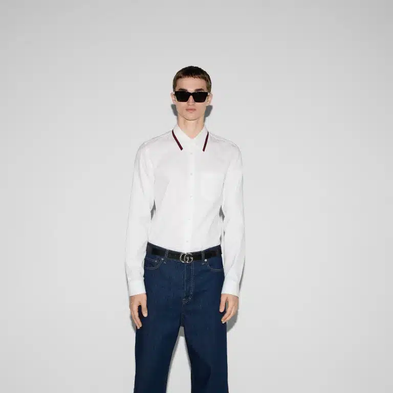 Gucci Oxford cotton shirt with Web - Image 3