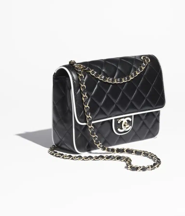 FLAP BAG  Lambskin  Black & White - Image 2