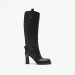 Leather Cavalier Heel Boots