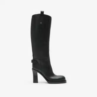 Leather Cavalier Heel Boots