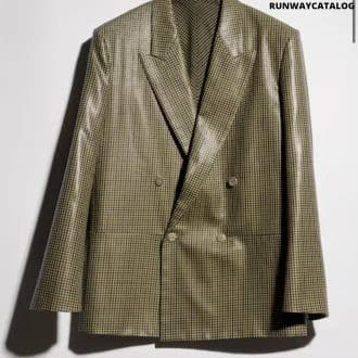 Gingham wool double-breasted jacket