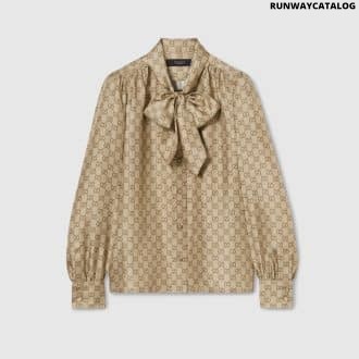 Printed silk twill shirt