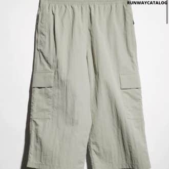 Nylon cargo pants with wrinkle effect