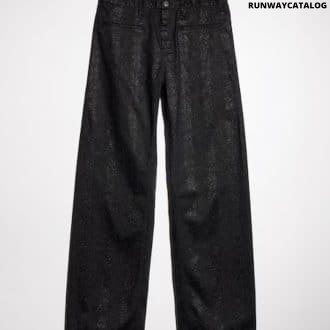 Printed cotton denim pants