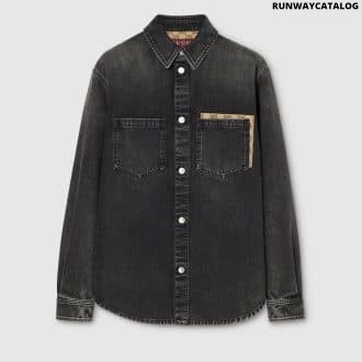 Washed cotton denim shirt