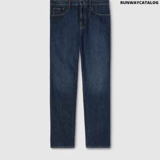 Cotton denim pants with Horsebit detail