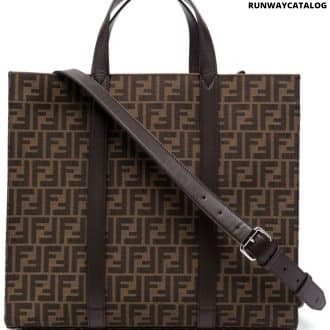 Dark Brown Ff Jacquard-motif Tote Bag