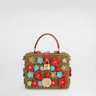 Dolce Box raffia crochet handbag