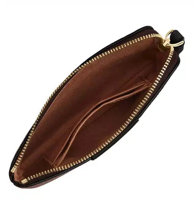 Tan Striped Signature Wristlet Pouch - Image 2