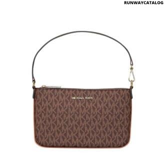 Brown Jet Set Signature Wristlet