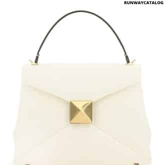 White Rockstud Leather Satchel