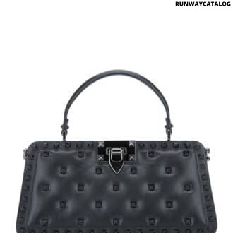 Black Rockstud Studded Leather Cross Body Bag