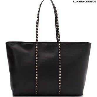 Black Rockstud Studded Leather Tote