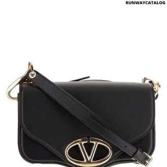 Black Vlogo Signature Leather Cross Body Bag