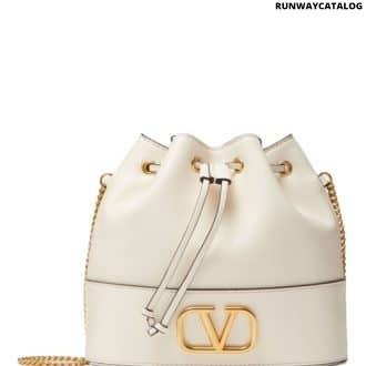 White VLogo Signature Mini Bucket Bag