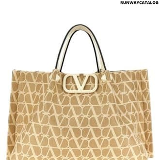 Beige Valentino Garavani Vlogo Signature Tote