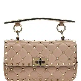 Pink Rockstud Studded Leather Satchel