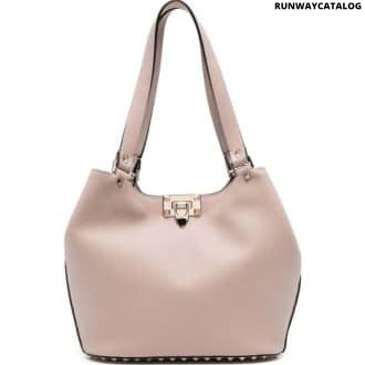 Pink Rockstud Small Leather Tote