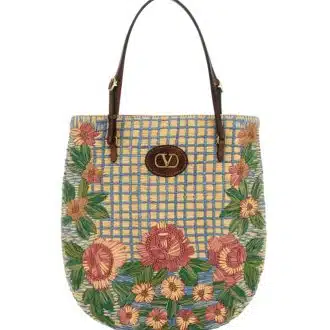 Beige Embroidered Shoulder Bag
