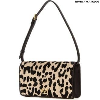 Leopard Print V Logo Shoulder Bag