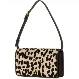 Leopard Print V Logo Shoulder Bag