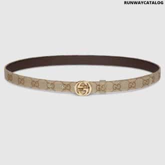 Thin belt with Interlocking G buckle