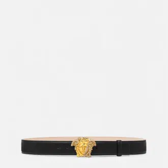 La Medusa Embellished Leather Belt 4 cm