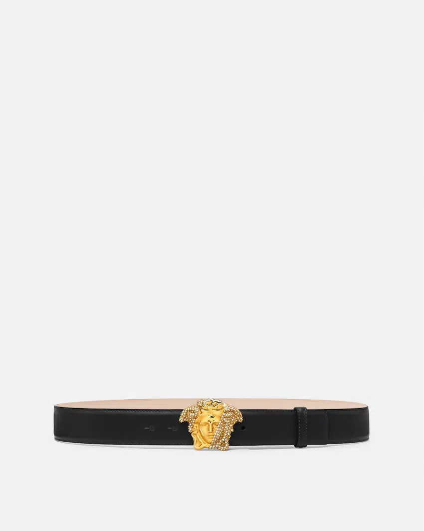 La Medusa Embellished Leather Belt 4 cm