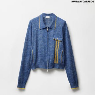 Mouliné Jacquard Knit Zip Sweater