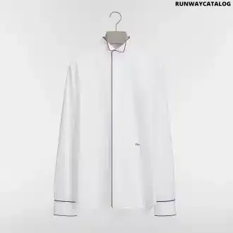 Shirt with Piping and Dior Embroidery