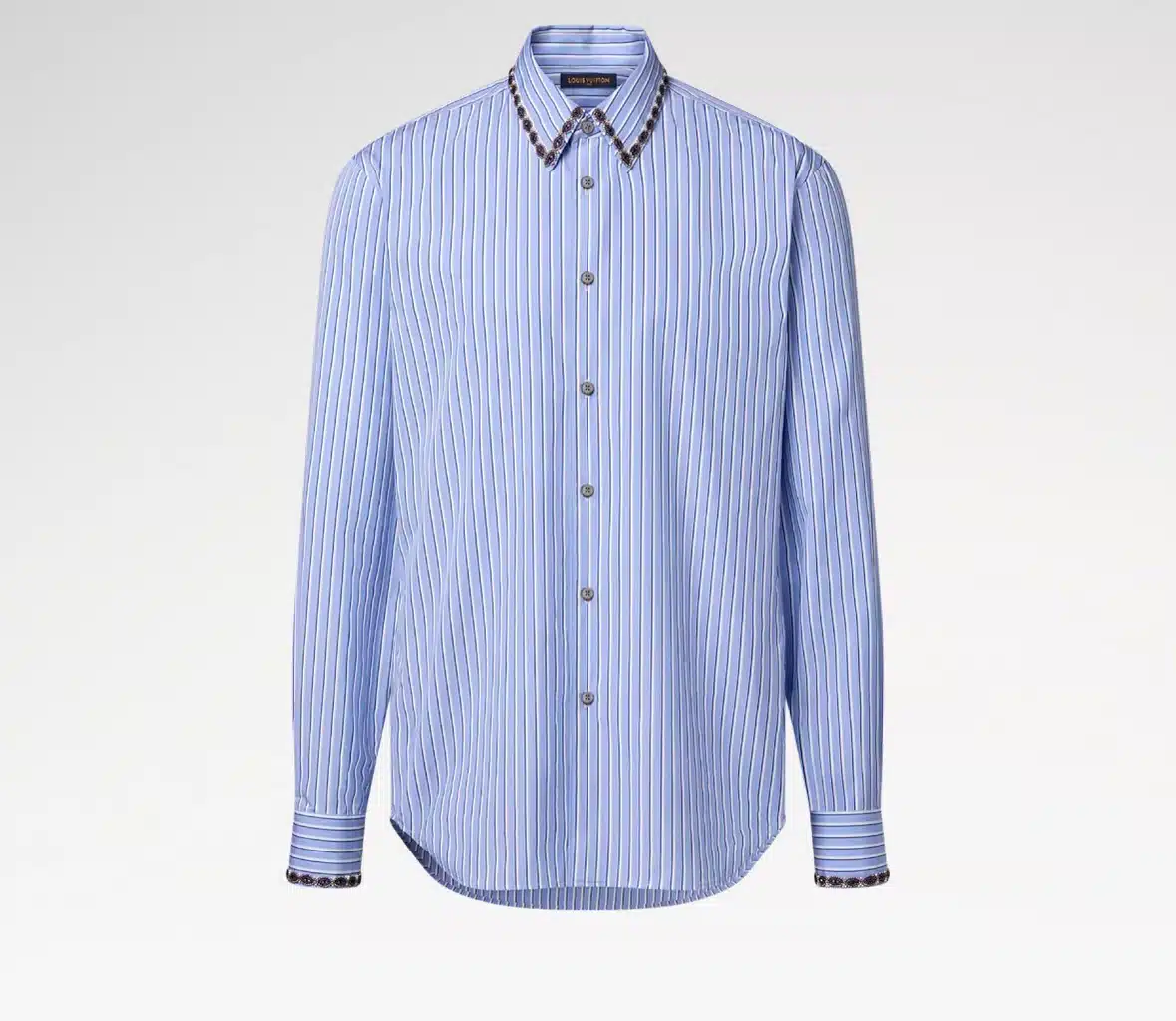 Bead-Embroidered Long-Sleeved Striped Shirt - Image 2