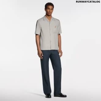 Short-Sleeved Silk, Cotton And Cashmere-Blend Open Collar Shirt
